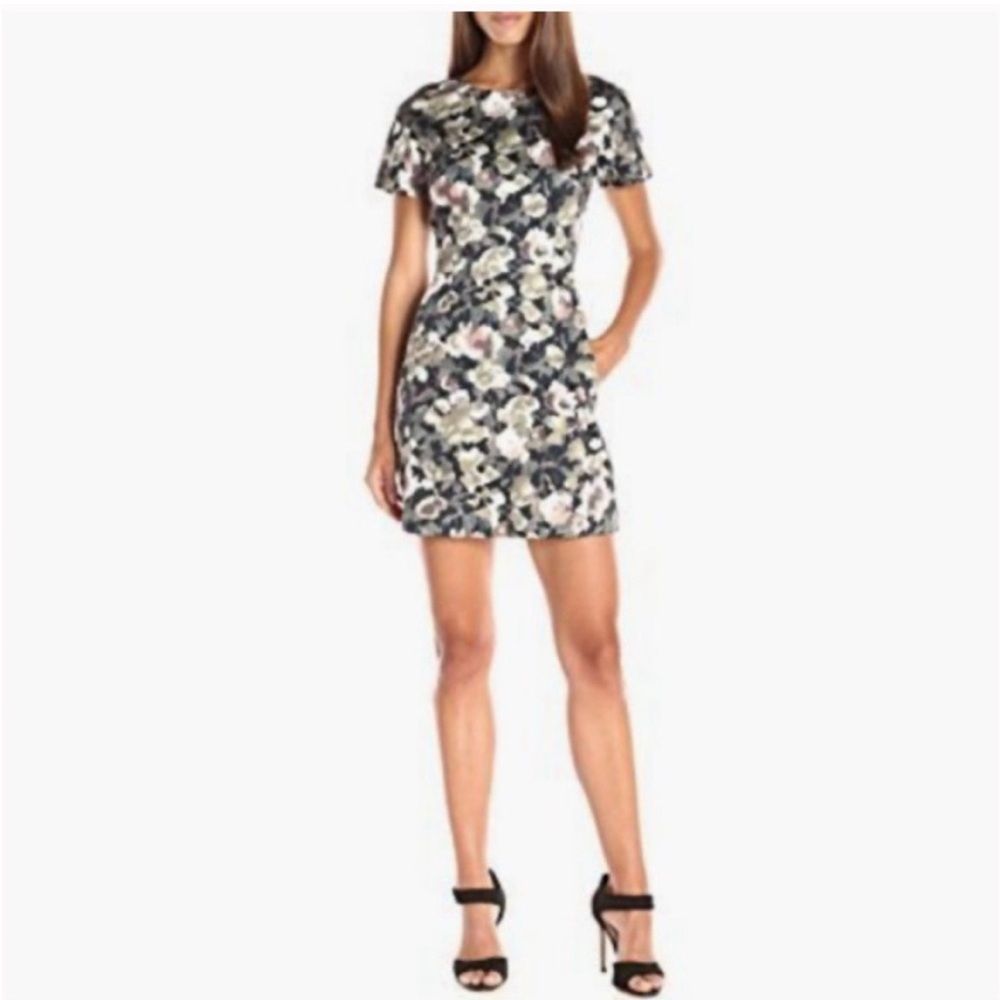French Connection Black and Pink Floral Mini Dress